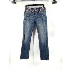 Vigoss Audrey Driftwood Embroidered Designer Low Rise Denim Jeans Size 26